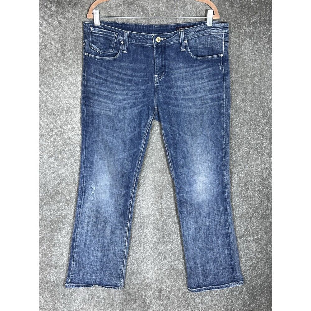 Vigoss Bootcut Jeans Womens Juniors Size 17 Blue‎ Distressed Denim Stretch